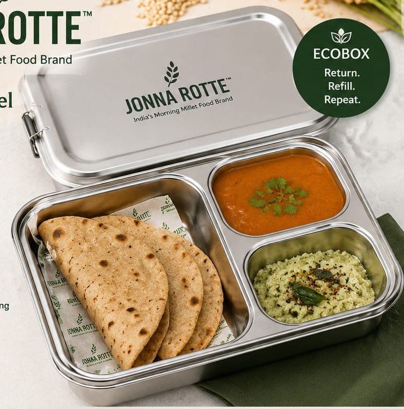 JONNA ROTTE premium stainless steel bento lunch box with rotte, curry and chutney